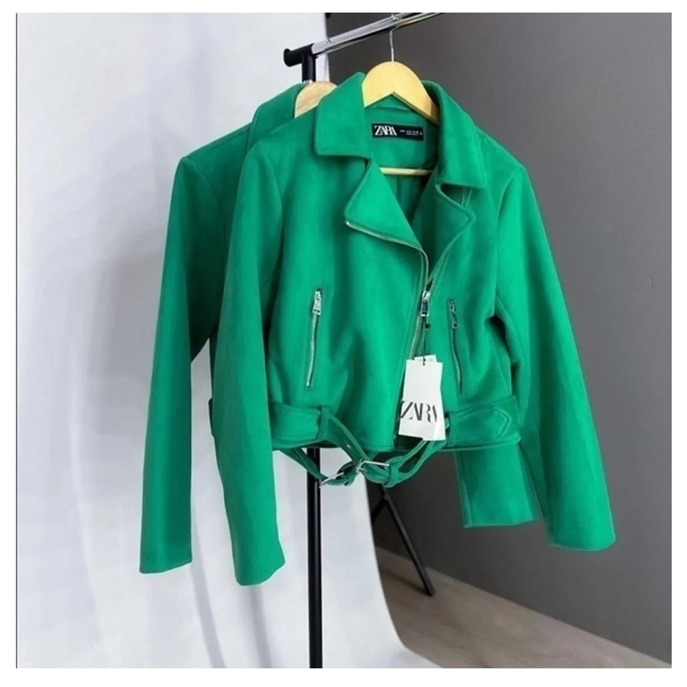 Zara faux suede green jacket
